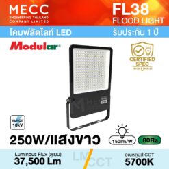โคมฟลัดไลท์ Floodlight LED 250W 5700K 37,500lm รุ่น FL38 แสงขาว